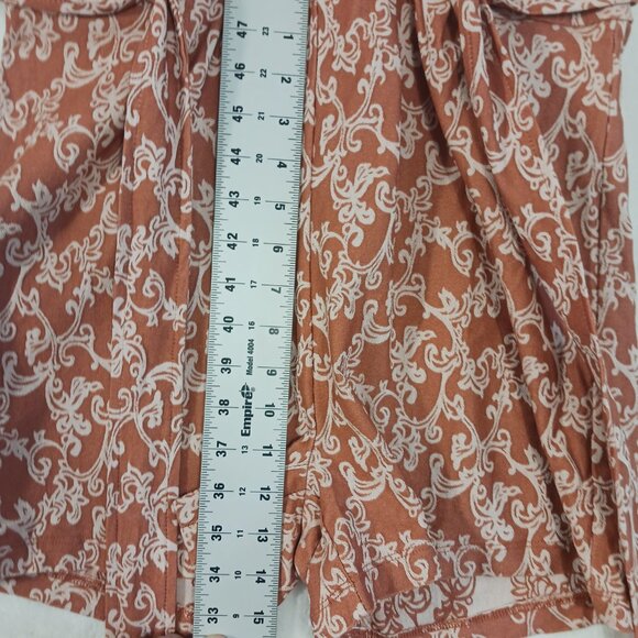 Chocolate U.S.A., Short Romper, Terracotta/Cream Print, Zip Back, Waist Tie SZ L - Picture 12 of 14